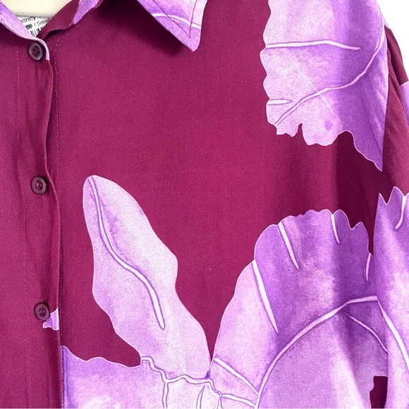Q2 Whitney Tropical Oversized Floral Button Up Blouse Top In Fuchsia Siz… - Picture 10 of 15